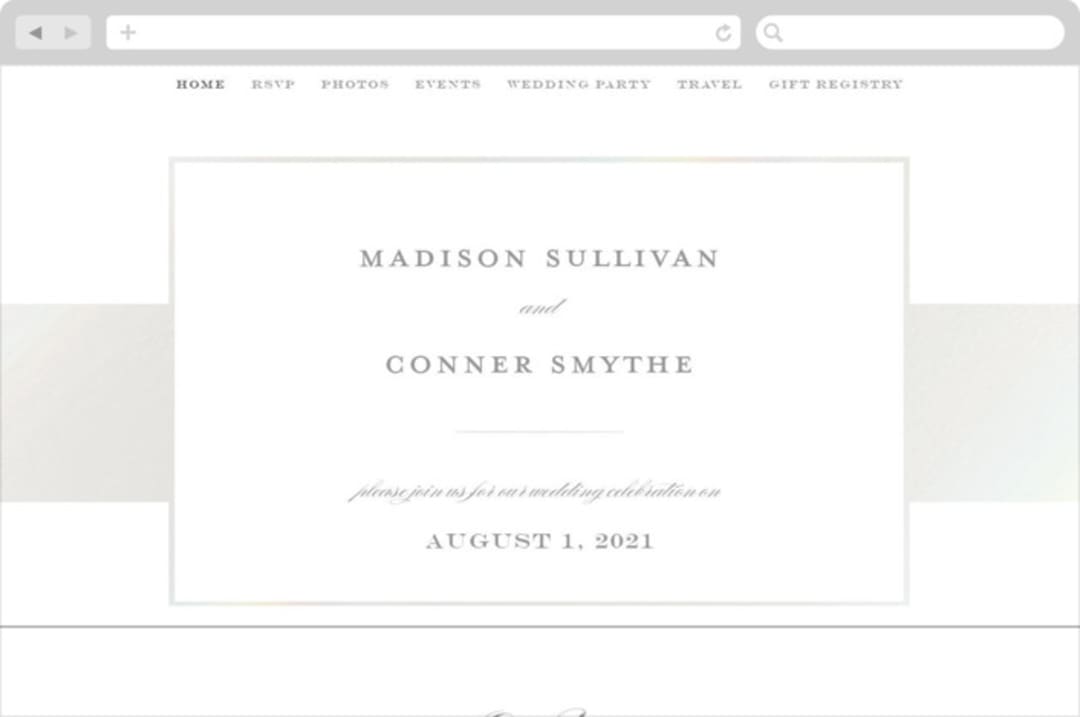 "Refined style" - Wedding Website in Pearl by Stacey Meacham - Desktop Design