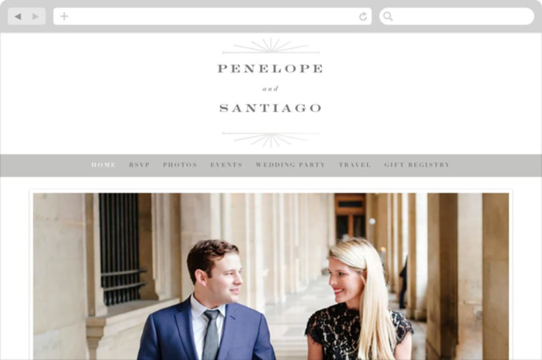 "Art Deco Border" - Wedding Website in Crystal by Hooray Creative - Desktop Design
