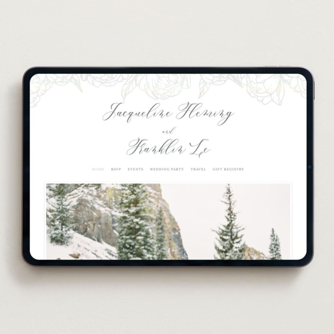 "Blooming Peonies" - Wedding Website in Mist by Amy Ngo - Desktop Design