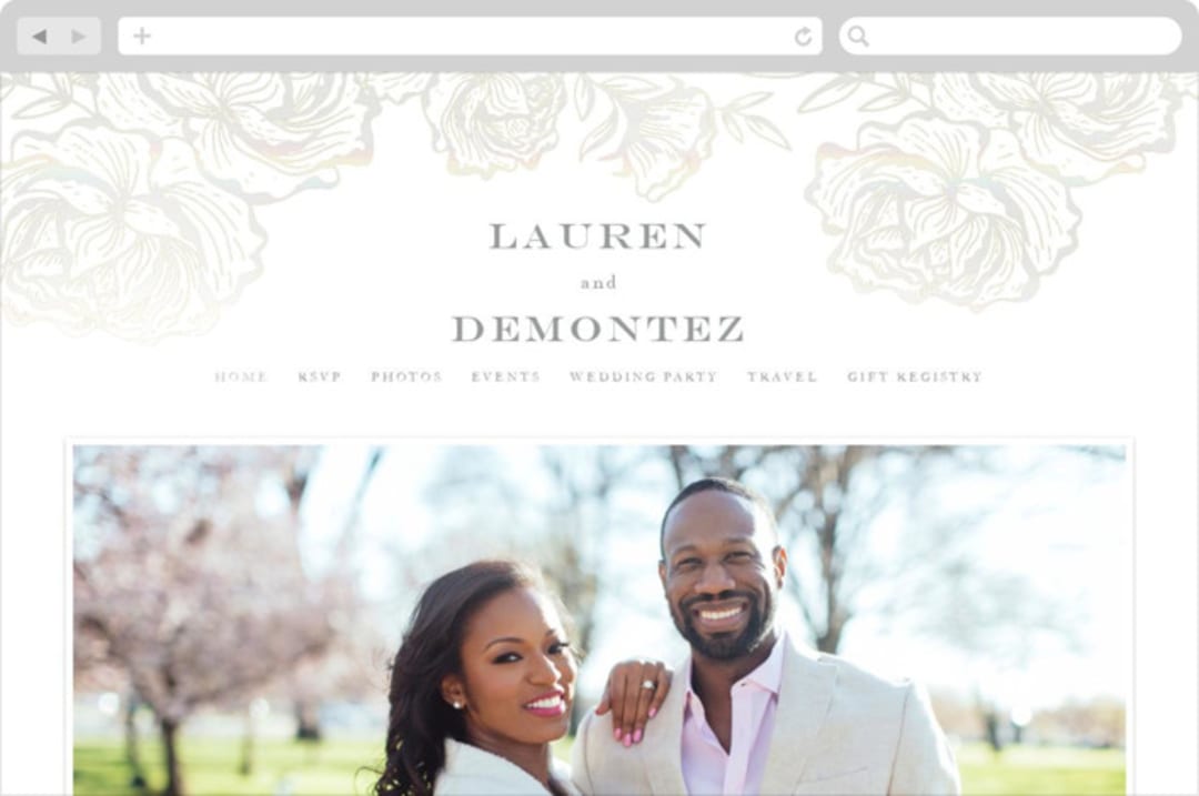 "Beautiful Bouquet" - Wedding Website in Cathedral by Jennifer Postorino - Desktop Design
