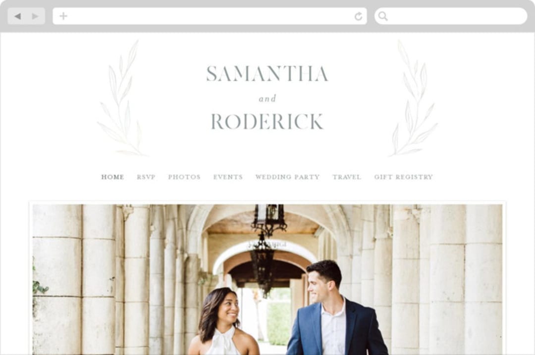 "Chic Wreath" - Wedding Website in Cloud by Kelly Schmidt - Desktop Design