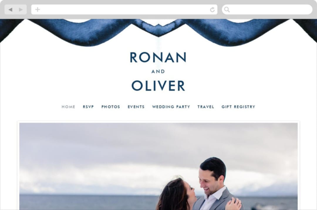 "Wedded Watercolor" - Wedding Website in Oceans by Mary Gaspar - Desktop Design