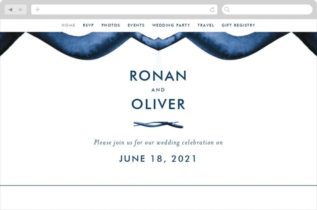 "Wedded Watercolor" - Wedding Website in Oceans by Mary Gaspar - Desktop Design
