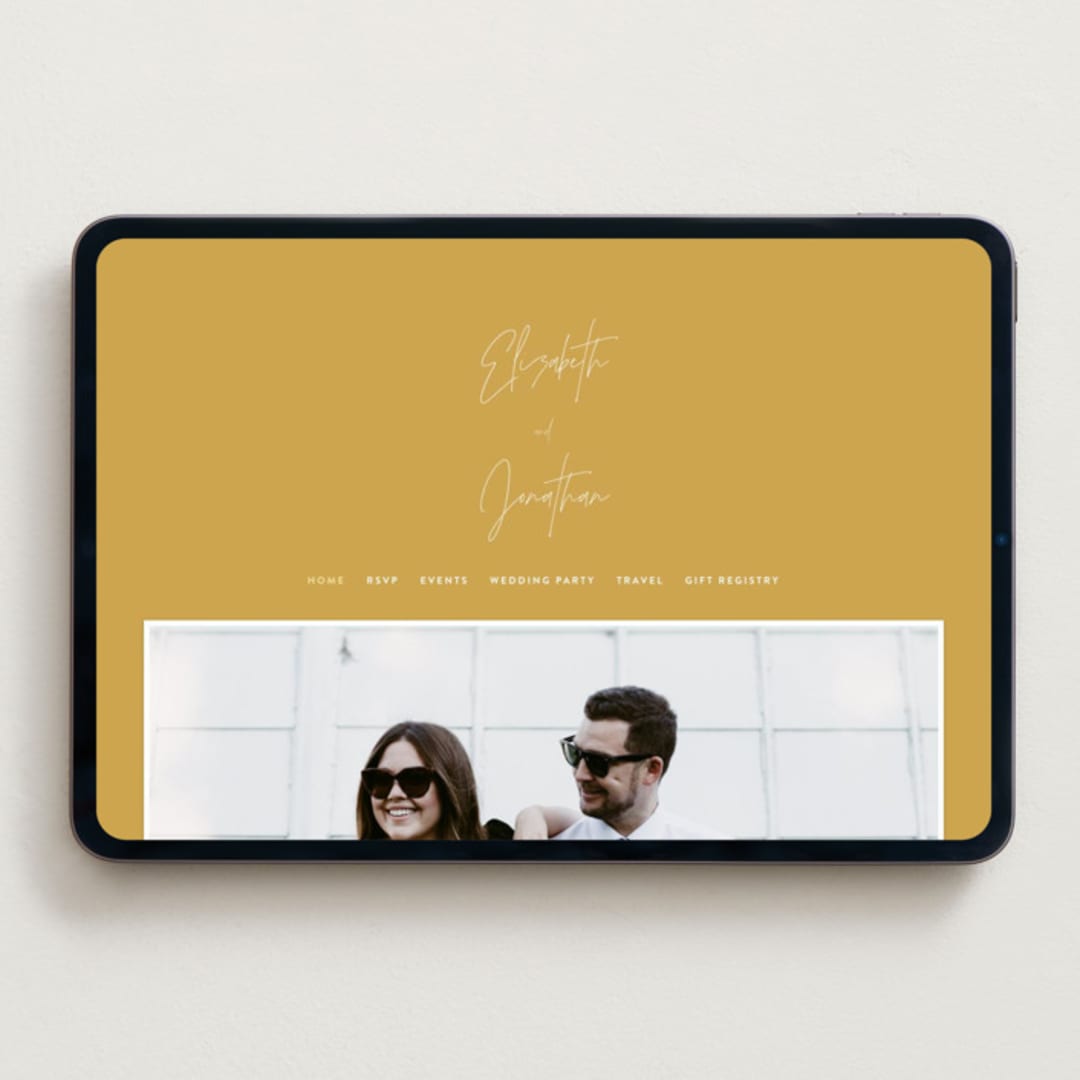 "Marked" - Wedding Website in Mustard by JoAnn Jinks - Desktop Design