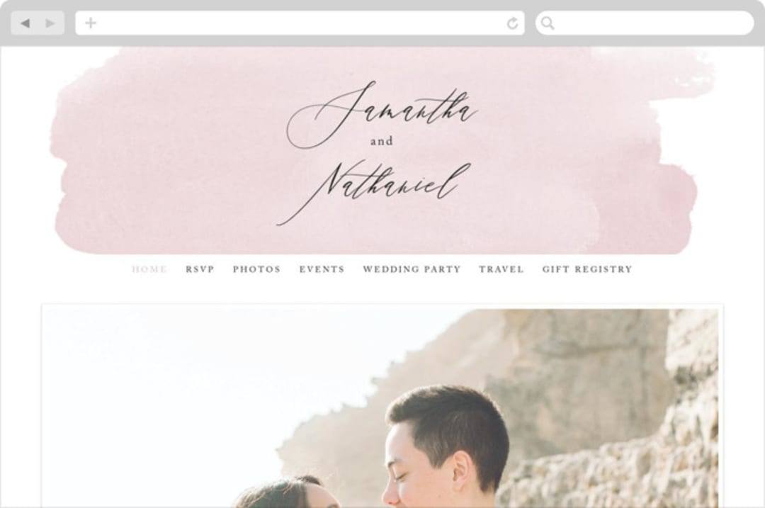 "Painterly" - Wedding Website in Blush by Kelly Schmidt - Desktop Design