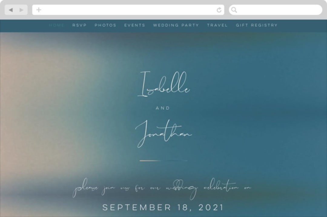 "Mystique" - Wedding Website in Ocean by Lisa McLean - Desktop Design