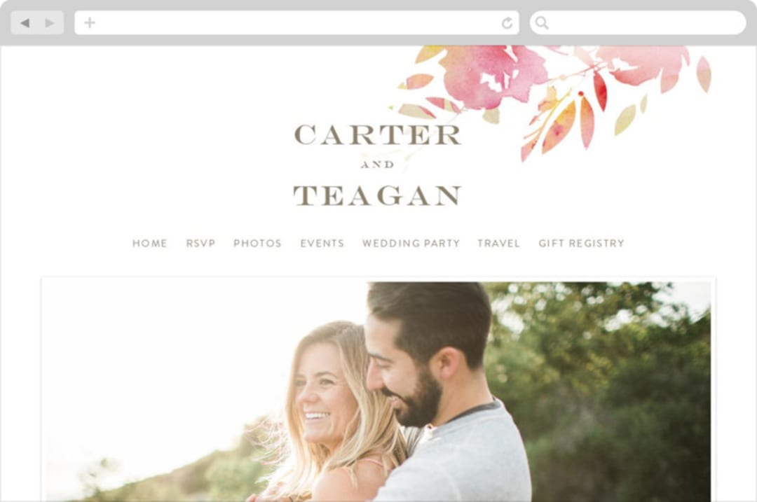 "Stately Florals" - Wedding Website in Poppy by Lori Wemple - Desktop Design