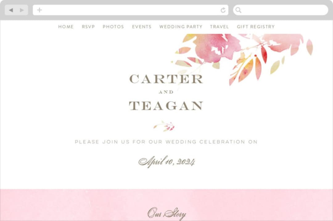 "Stately Florals" - Wedding Website in Poppy by Lori Wemple - Desktop Design