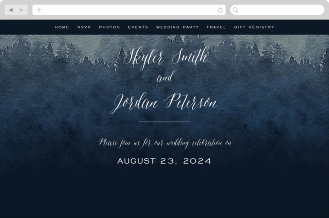 "Mountain Retreat" - Wedding Website in Evening Sky by Design Lotus - Desktop Design