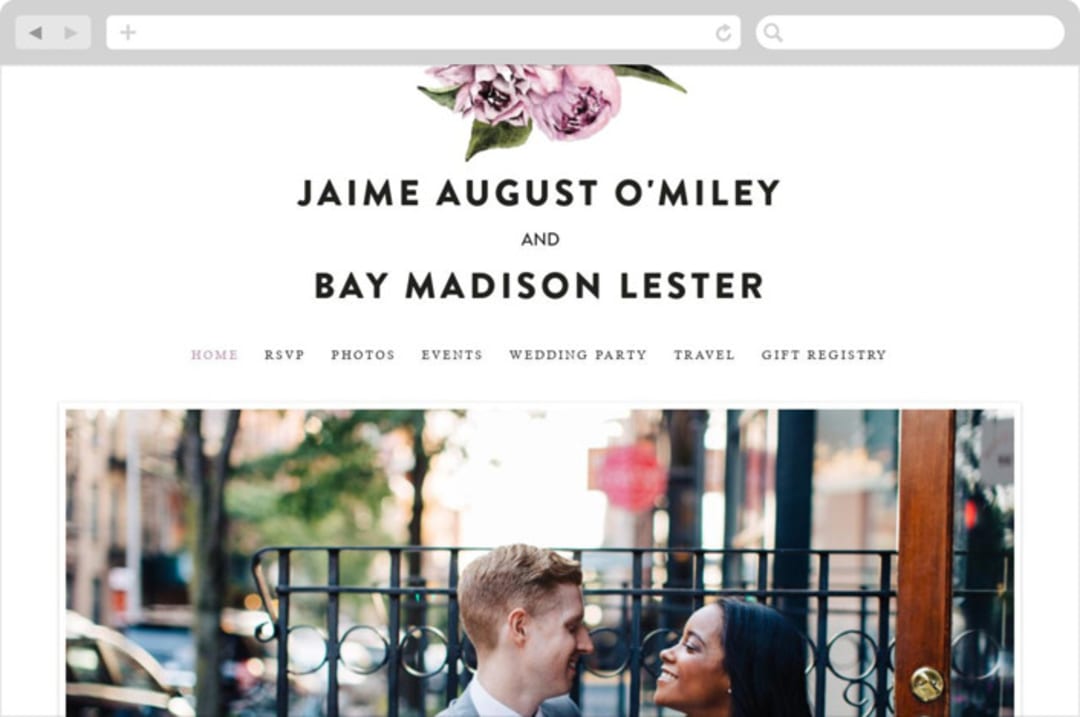 "Peony" - Wedding Website in Ice Mist by Cass Loh - Desktop Design