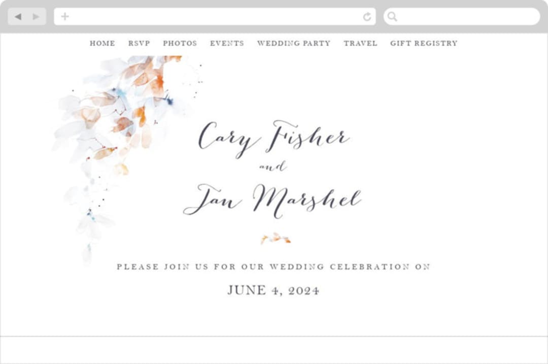 "Petale" - Wedding Website in Blush by Kelly Ventura - Desktop Design