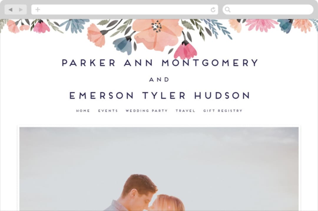 "Romantic Watercolor Flora" - Wedding Website in Dhalia by Petra Kern - Desktop Design