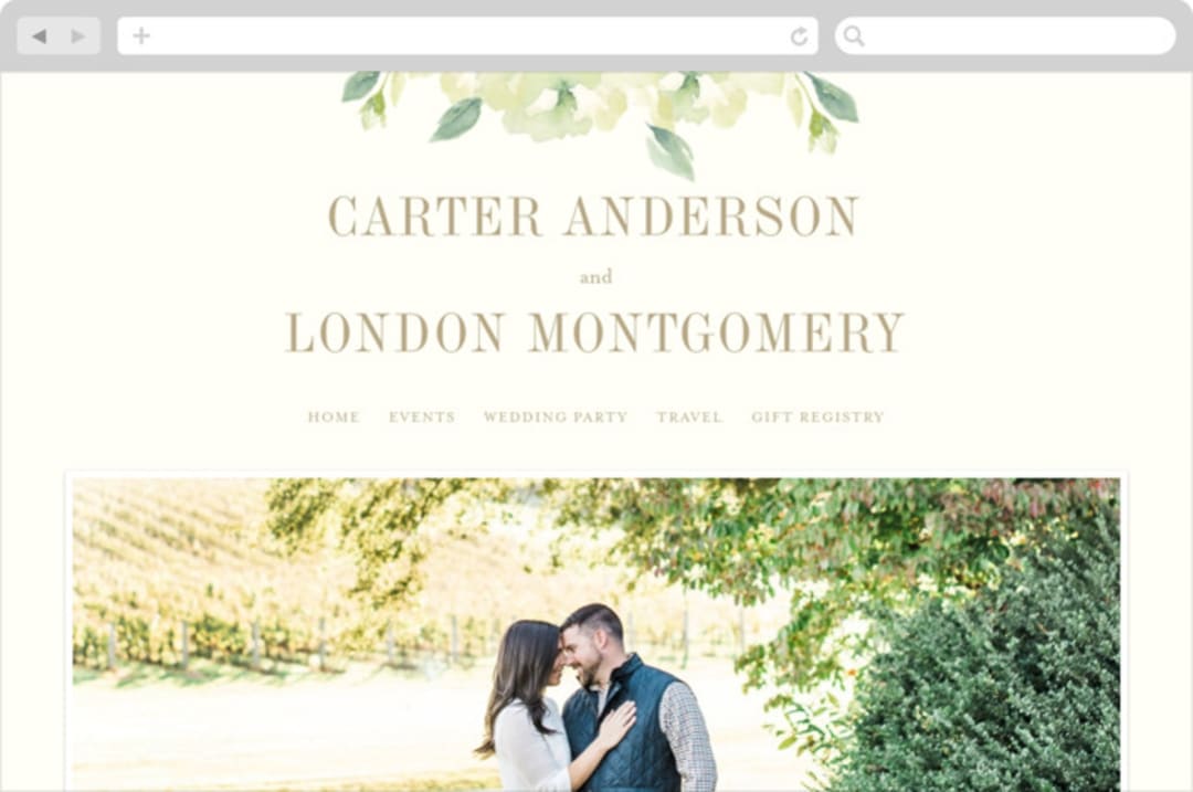 "Southern Garden" - Wedding Website in Moss by Lori Wemple - Desktop Design