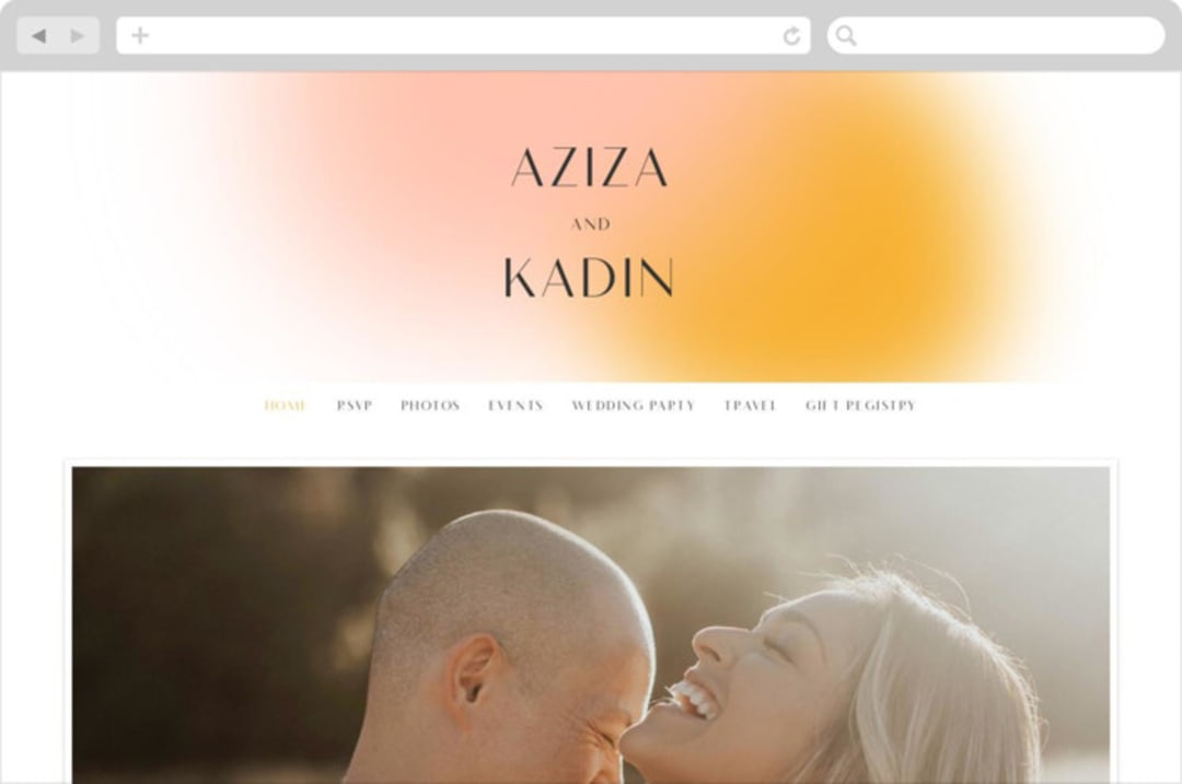 "Blend" - Wedding Website in Honeysuckle by Sarah Lenger - Desktop Design