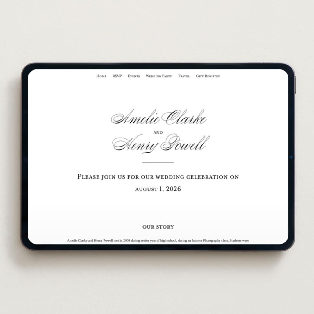 "Hepburn" - Wedding Website in Tuxedo by Megan Davis - Desktop Design