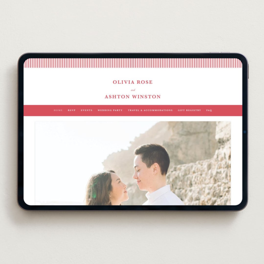 "Classic Cherries" - Wedding Website in Scarlet by Charter Oaks Creative - Desktop Design