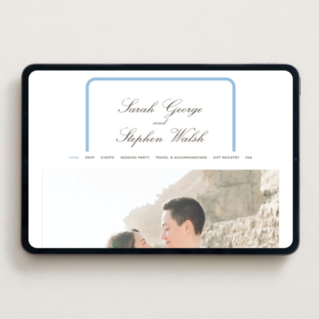 "Aperitif" - Wedding Website in Sky Blue by Megan Davis - Desktop Design