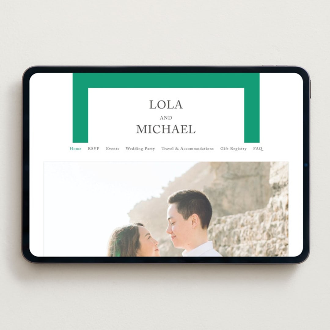 "Classic Initials" - Wedding Website in Soft Black by mo kelley - Desktop Design