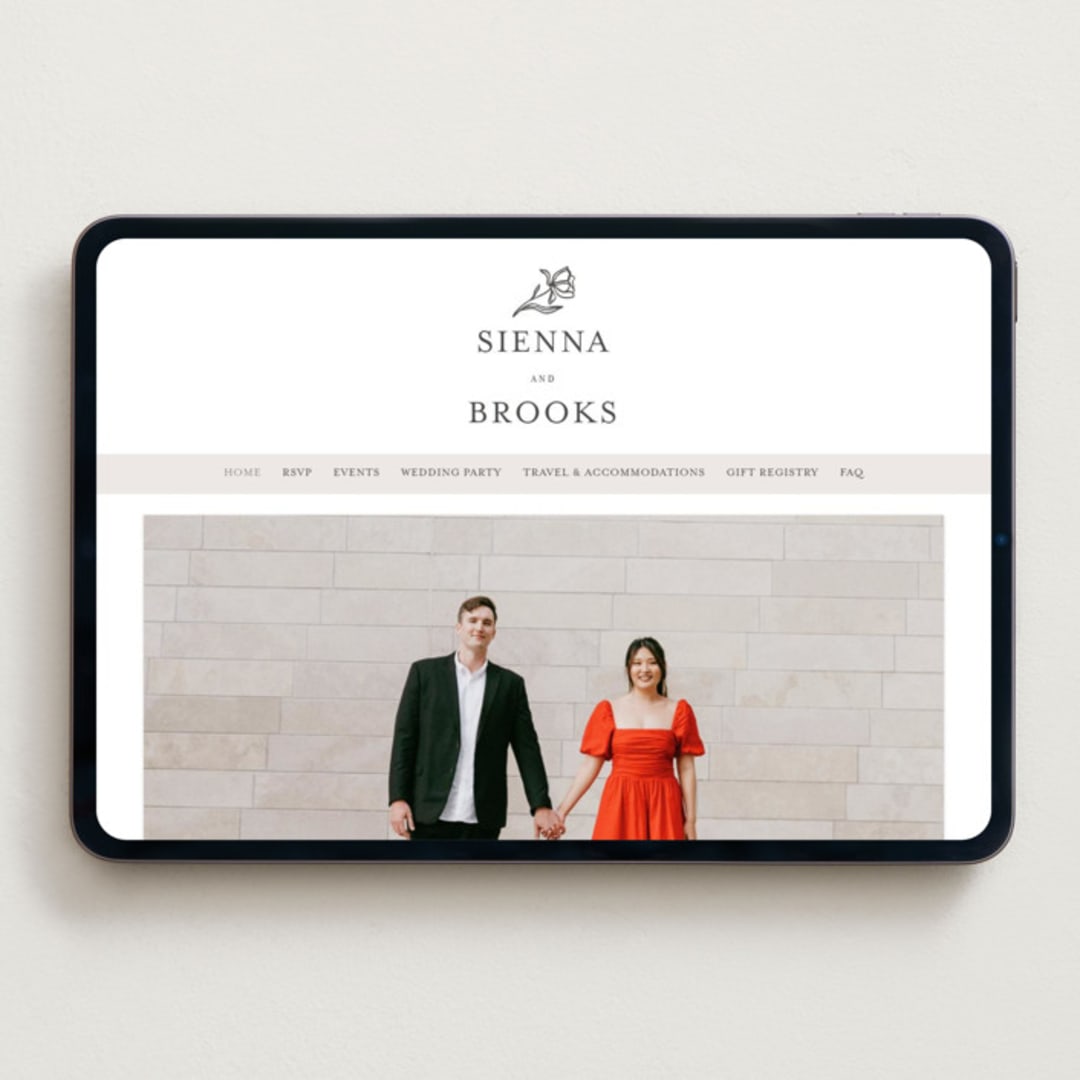 "Floral Cascade" - Wedding Website in Soft Black by Pixel and Hank - Desktop Design