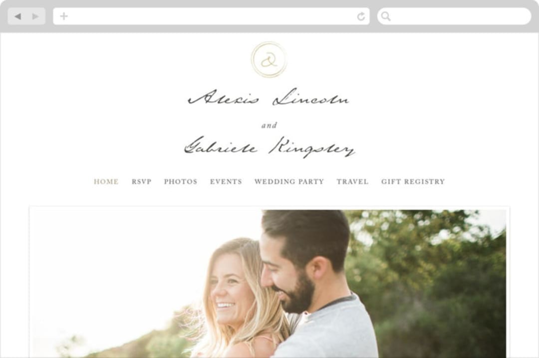"Monogram Circle Stamp" - Wedding Website in Antique White by fatfatin - Desktop Design