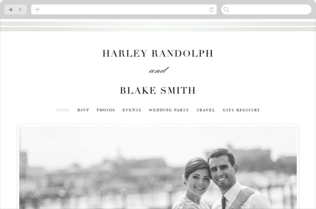 "Gilded Frame" - Wedding Website in Snow by Stacey Meacham - Desktop Design