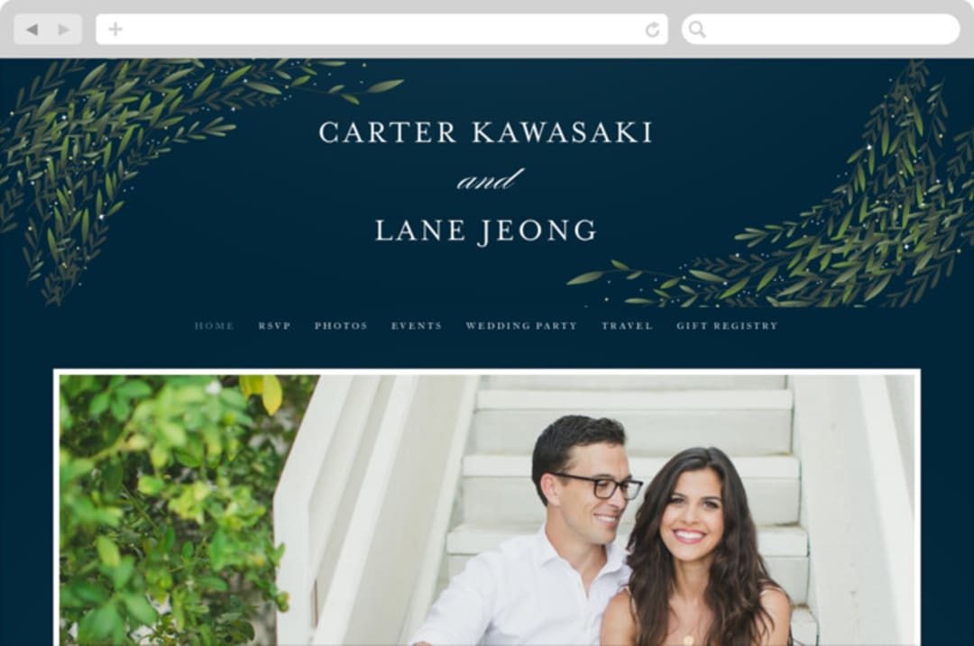 "Dreamkeeper" - Wedding Website in Midnight by Jennifer Postorino - Desktop Design