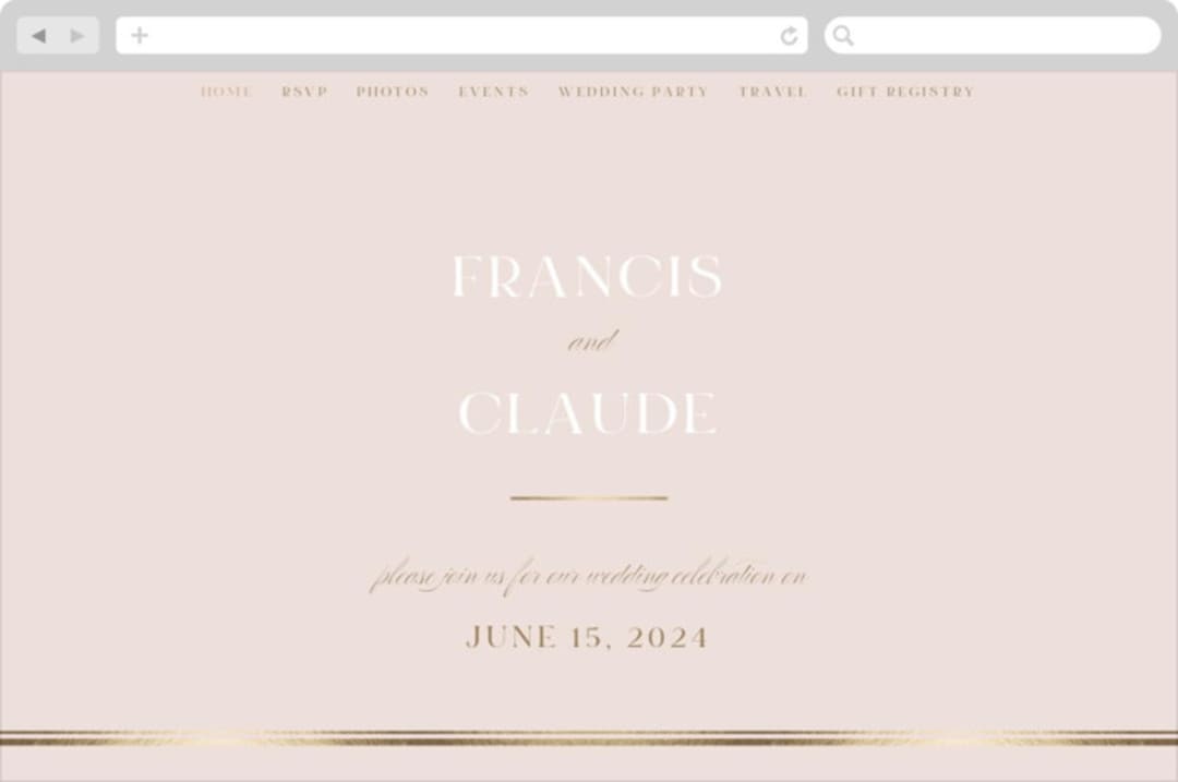 "Lovely Day" - Wedding Website in Rose Quartz by Leah Bisch - Desktop Design