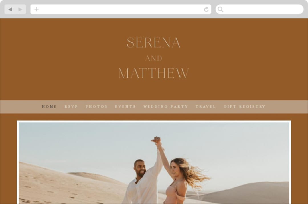 "Modern Traditionalist" - Wedding Website in Butterscotch by Morgan Kendall - Desktop Design