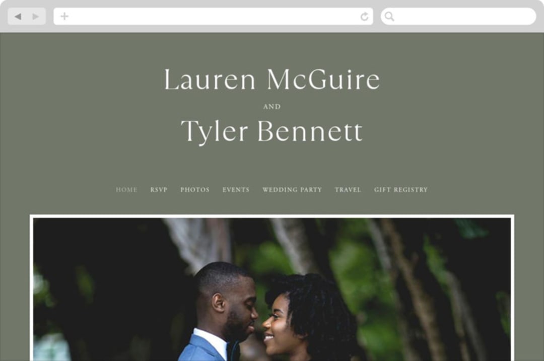 "Modern Bookmark" - Wedding Website in Cactus by Jill Means - Desktop Design