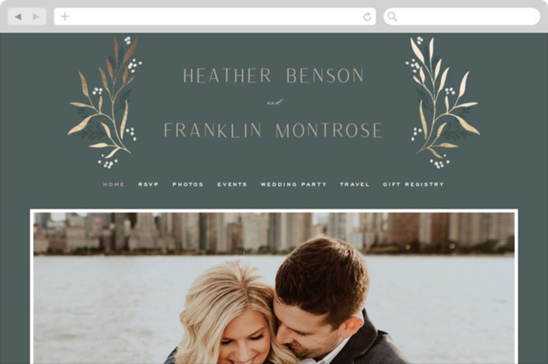 "Gilded" - Wedding Website in Slate by Leah Bisch - Desktop Design