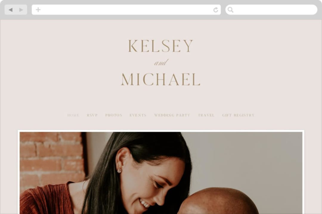 "Emblem" - Wedding Website in Champagne by Everett Paper Goods - Desktop Design