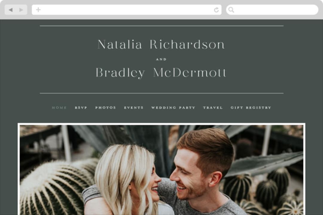 "Swanky" - Wedding Website in Forest by Carolyn Nicks - Desktop Design