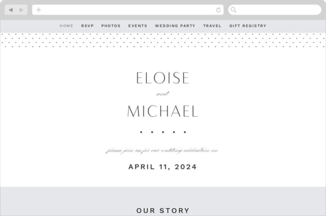 "Of Note" - Wedding Website in Pearl by Olivia Raufman - Desktop Design