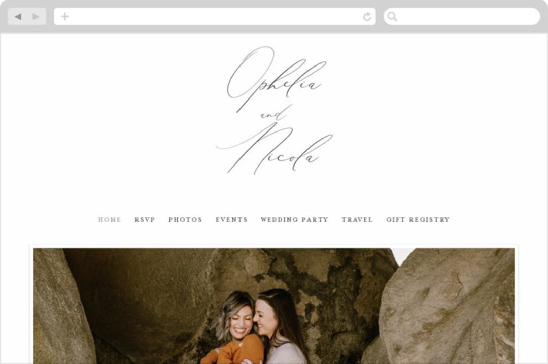 "Us" - Wedding Website in Tuxedo by Leah Bisch - Desktop Design