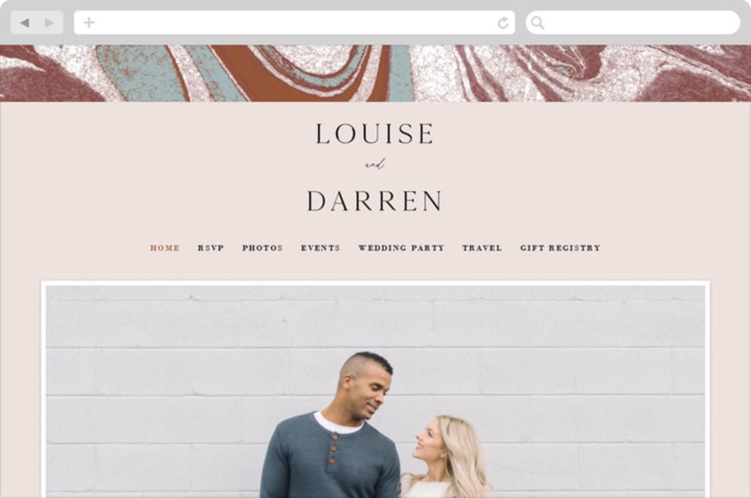 "Jasper" - Wedding Website in Sandstone by Everett Paper Goods - Desktop Design