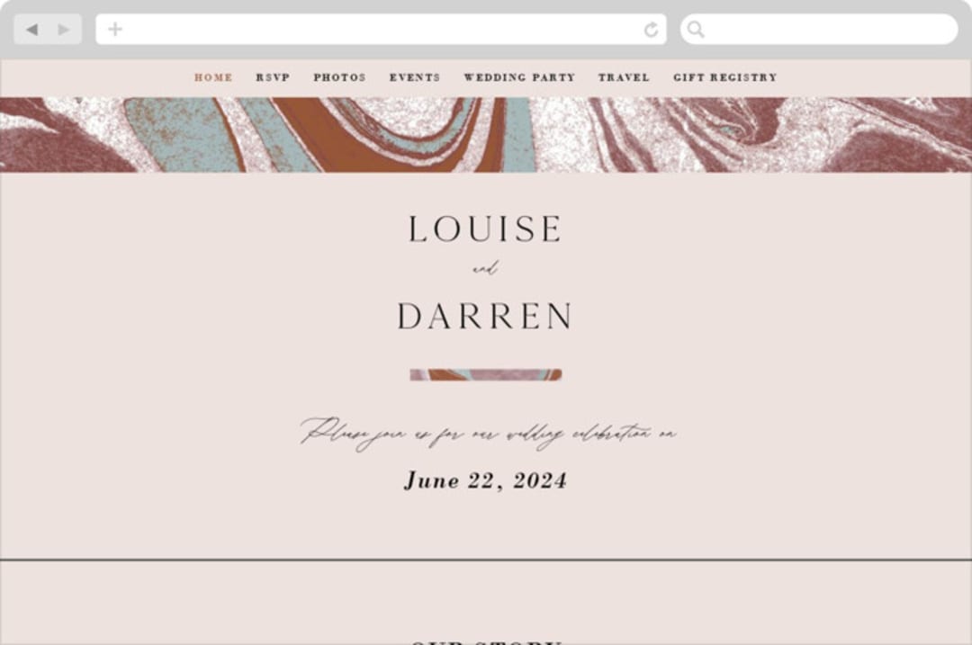 "Jasper" - Wedding Website in Sandstone by Everett Paper Goods - Desktop Design