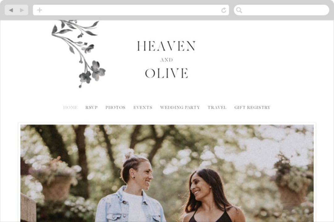 "Floral Union" - Wedding Website in Black Sugar by Pati Cascino - Desktop Design