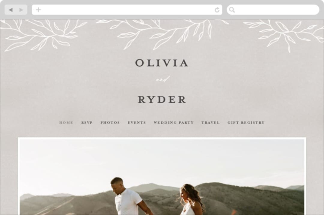 "Abundant Wreath" - Wedding Website in Fog by Pixel and Hank - Desktop Design