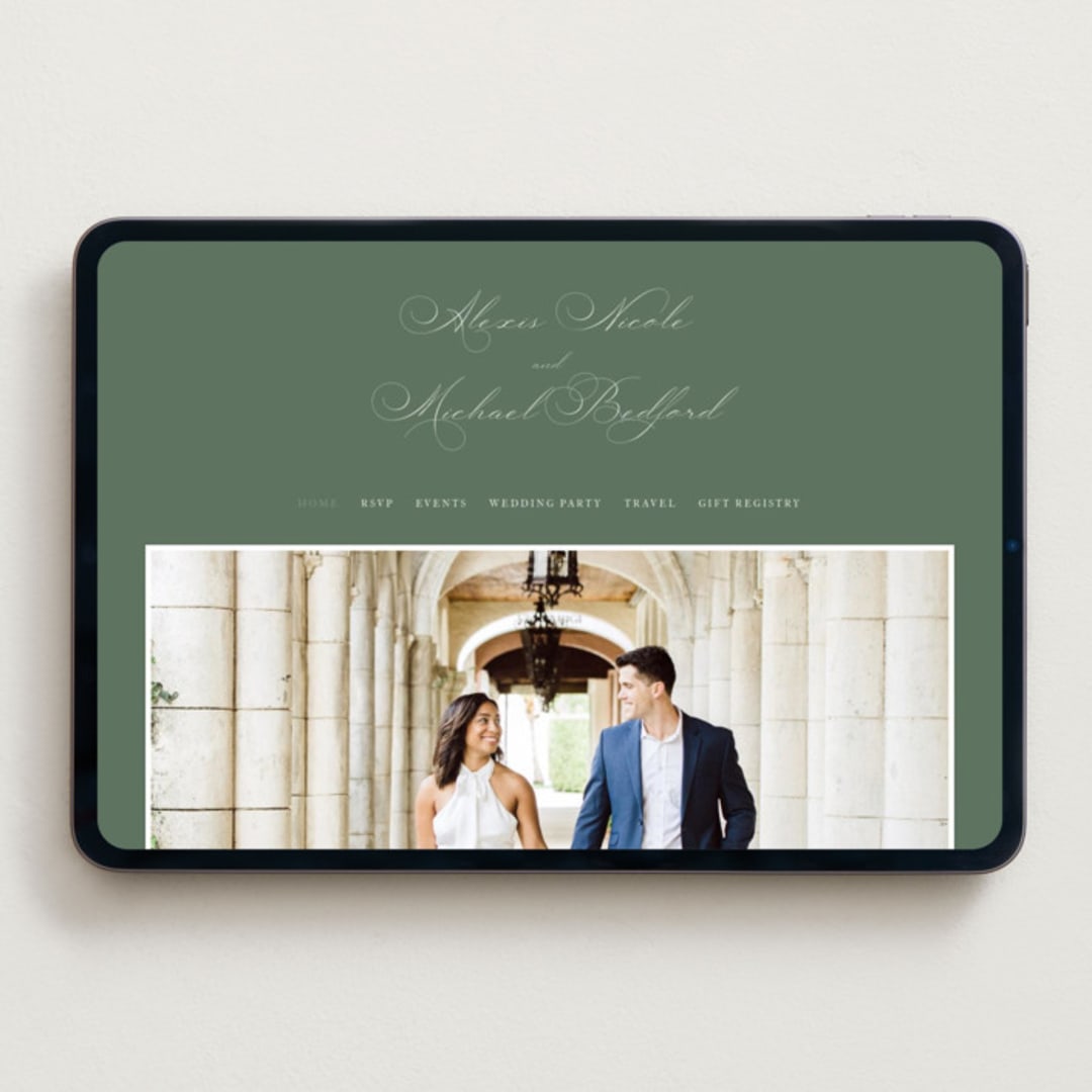 "Initial" - Wedding Website in Sage by Jennifer Postorino - Desktop Design