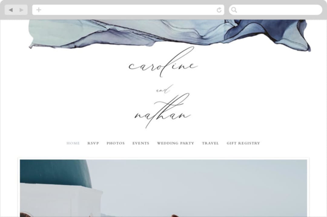 "Slate" - Wedding Website in Blue Jasper by Erin Deegan - Desktop Design