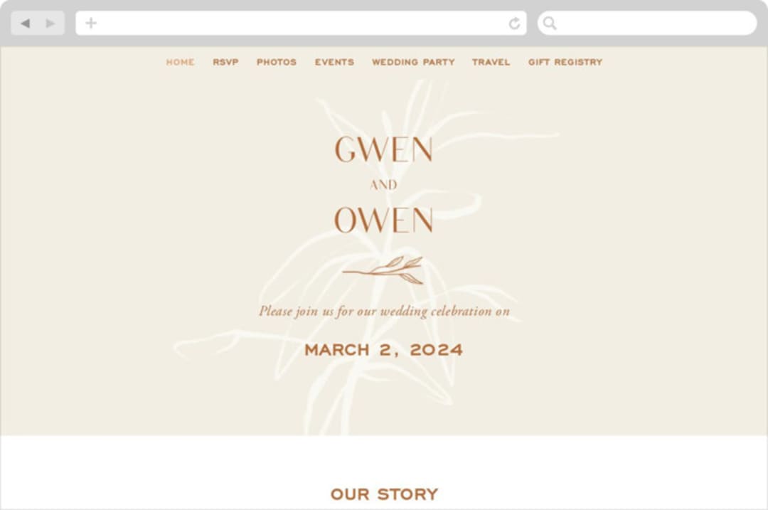 "Ovalon" - Wedding Website in Terracotta by Pati Cascino - Desktop Design