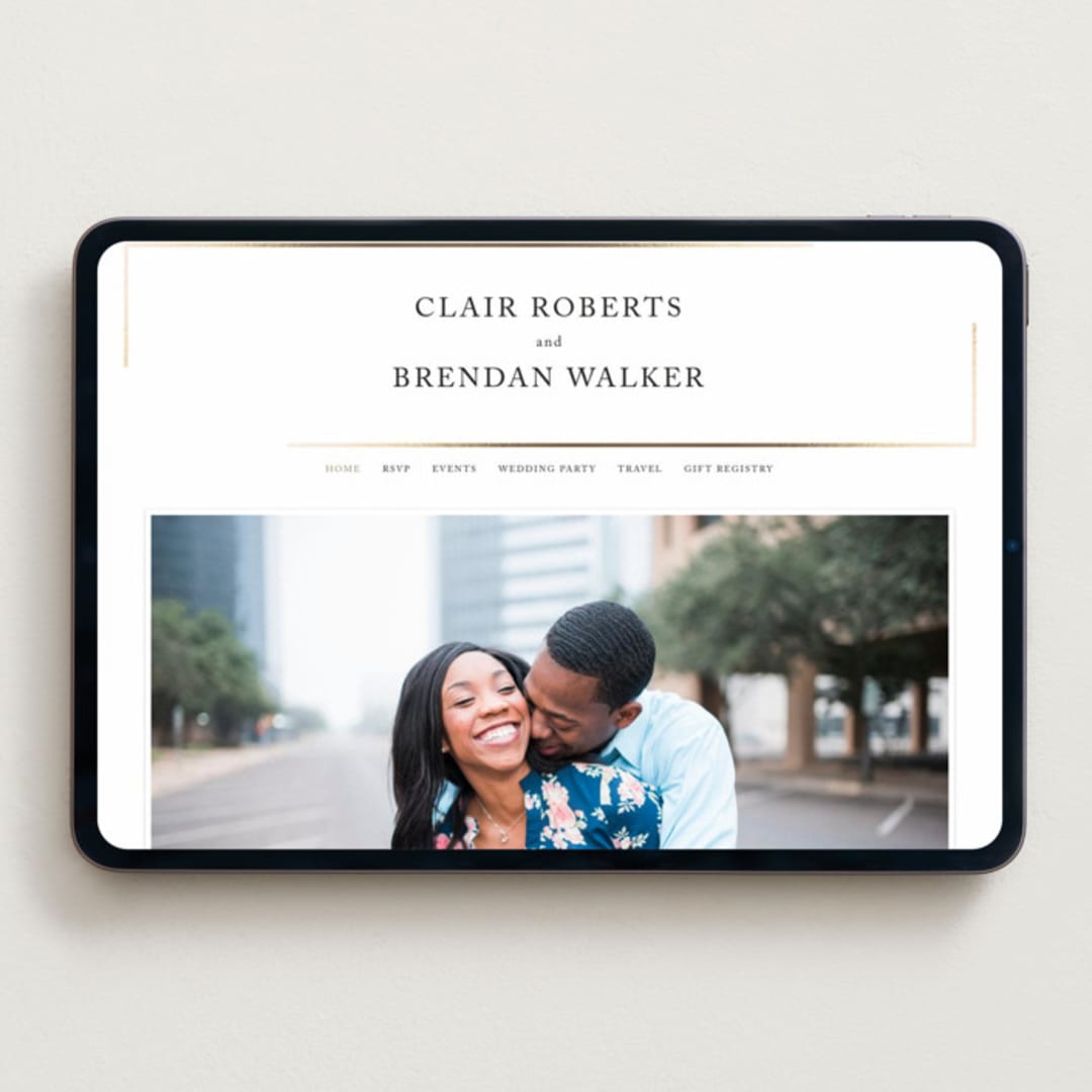 "Gilded Border" - Wedding Website in Silk by Kelly Schmidt - Desktop Design