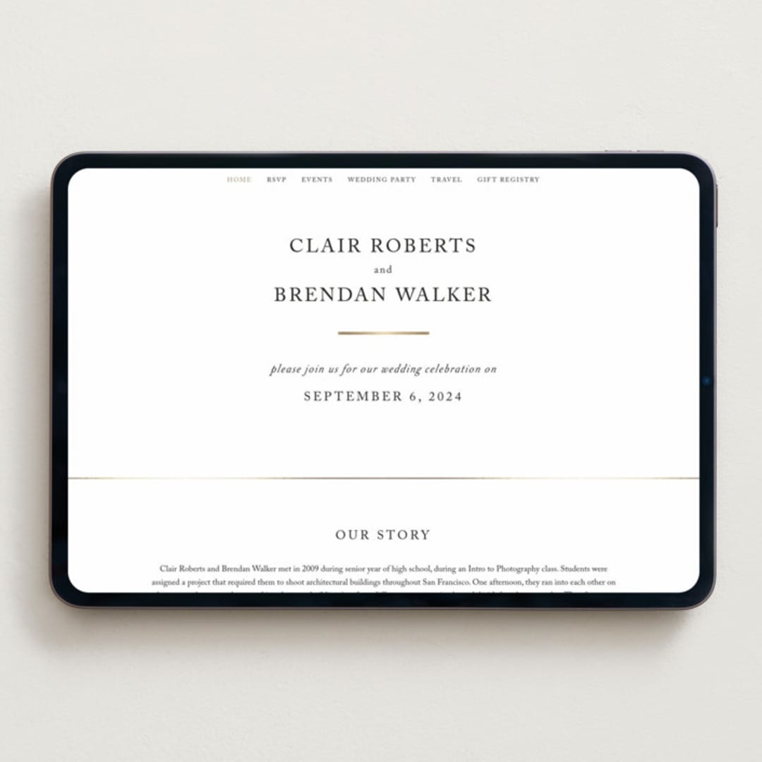 "Gilded Border" - Wedding Website in Silk by Kelly Schmidt - Desktop Design