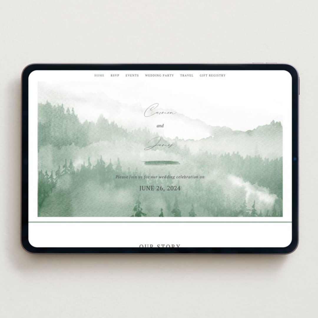 "Over the mountains" - Wedding Website in Fern by Helen Halik - Desktop Design
