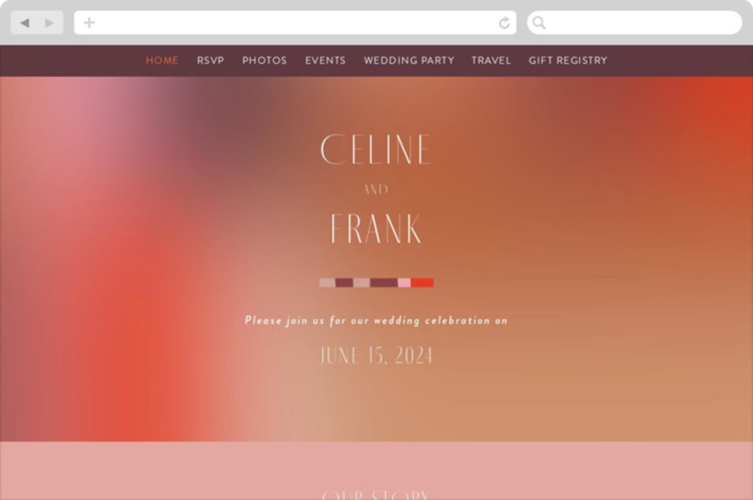 "Retro Grid" - Wedding Website in Sunset by Simona Camp - Desktop Design