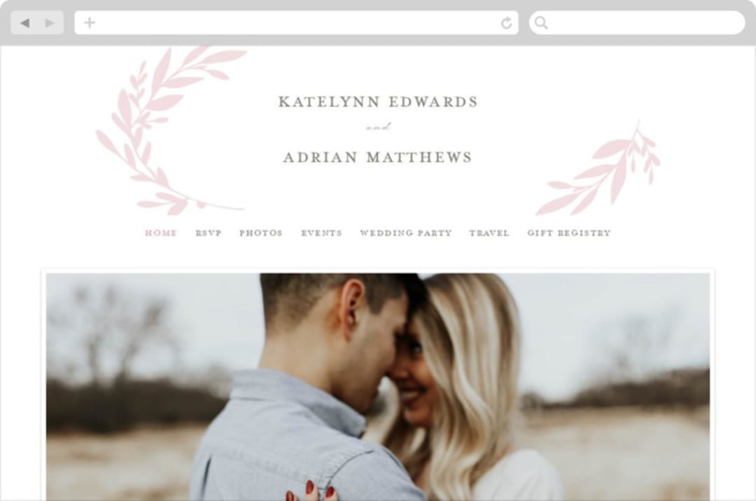 "Gathered" - Wedding Website in Blossom by Kimberly FitzSimons - Desktop Design