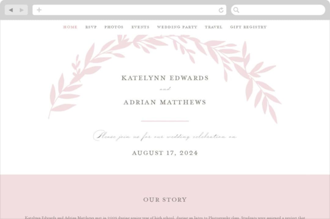 "Gathered" - Wedding Website in Blossom by Kimberly FitzSimons - Desktop Design
