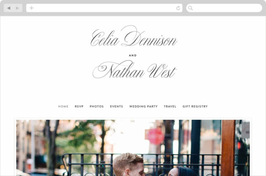 "Stacked Script" - Wedding Website in Classic by Olivia Kanaley Inman - Desktop Design