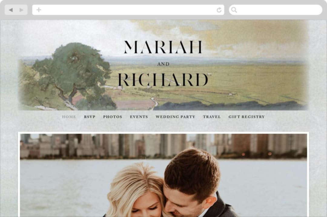 "Roman Landscape" - Wedding Website in Moss by Olivia Kanaley Inman - Desktop Design