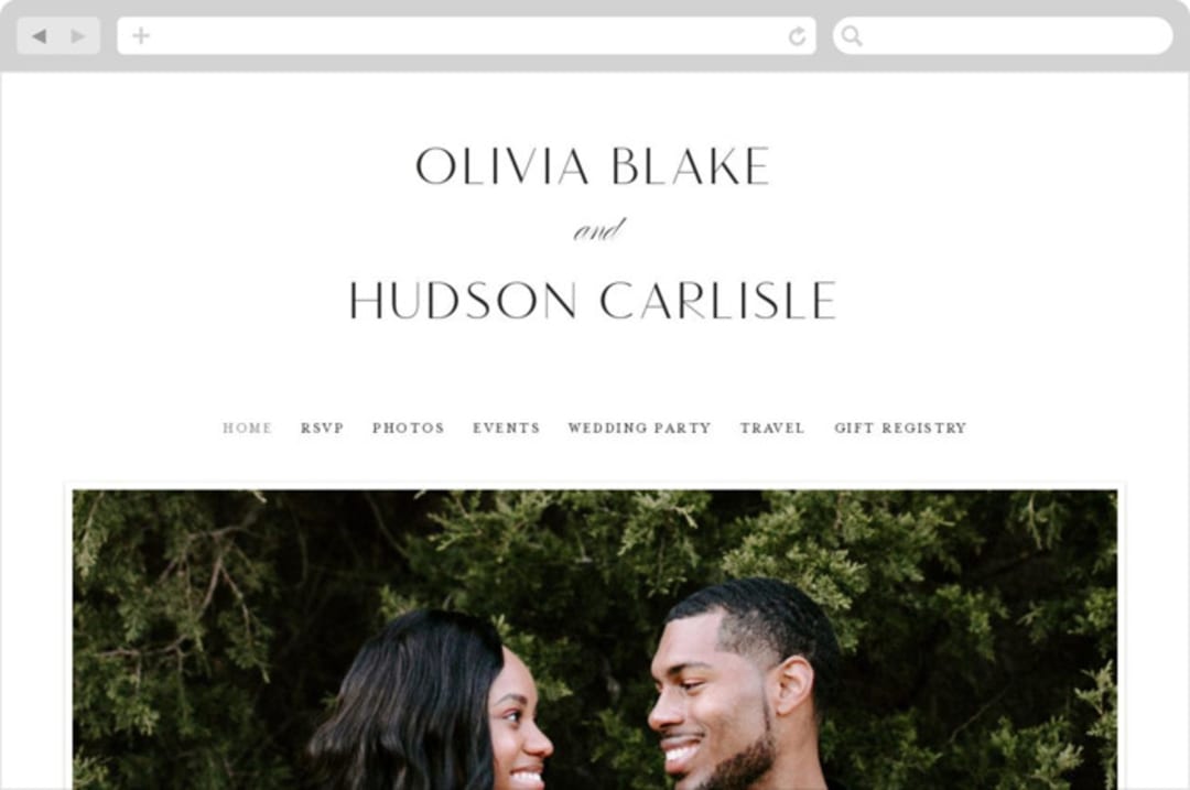 "Plaza" - Wedding Website in Onyx by Lauren Chism - Desktop Design